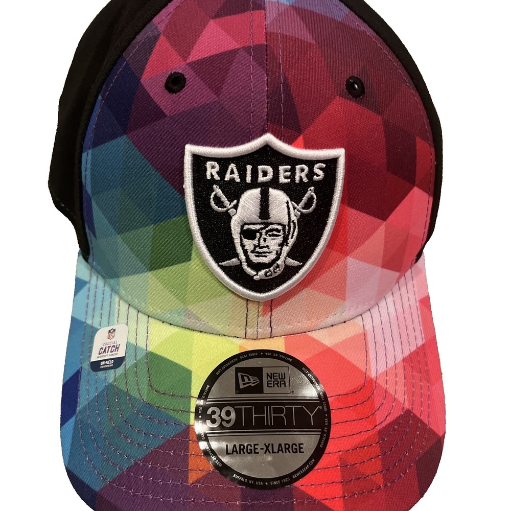 Las Vegas Raiders New Era 39THIRTY CRUCIAL CATCH 2023 Sideline Hat Cap L/XL NWT